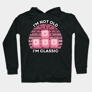 I'm not old, I'm Classic | WASD | Retro Hardware | Vintage Sunset | '80s '90s Video Gaming Hoodie